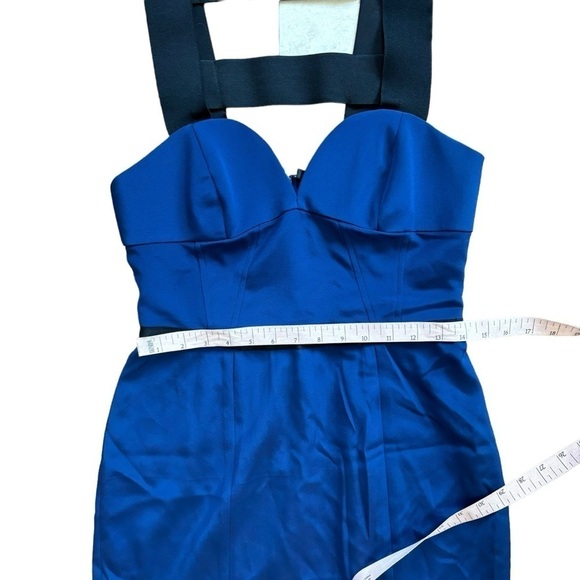 NWT Jay Godfrey Silk Navy Blue And Black Cage Bodycon Dress Women’s 4 Mini Skirt - Picture 6 of 16